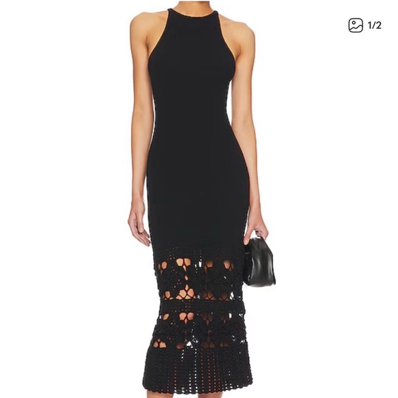 Tularosa Dresses & Skirts - Tularosa Black Crochet Midi Dress